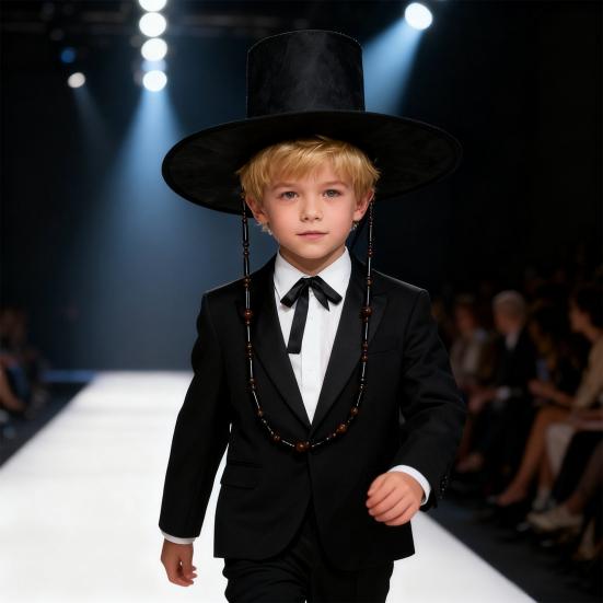 Детская корейская традиционная шляпа для выступлений, быстро складывающаяся шляпа с плоским верхом и широкими полями, защита от УФ-лучей, косплей, черная шляпа