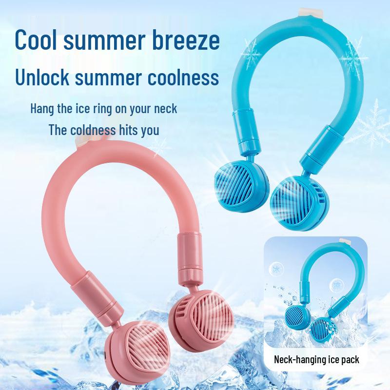 Summer High-Speed Portable Neck Fan with Ice Pack for Outdoor Sports