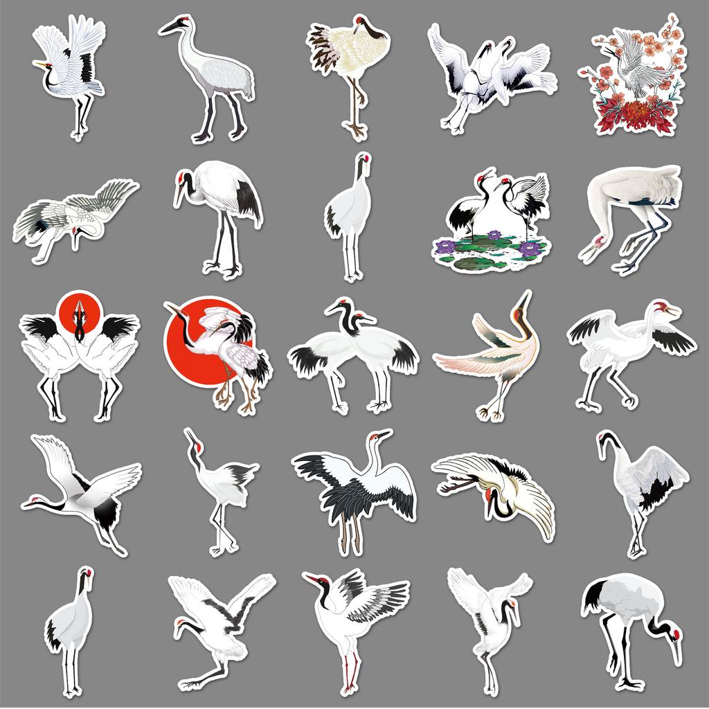 50 Pictures of Crane Graffiti Personalized Ancient Style Animal Cartoon StickerDIY Suitcase Sticker Waterproof