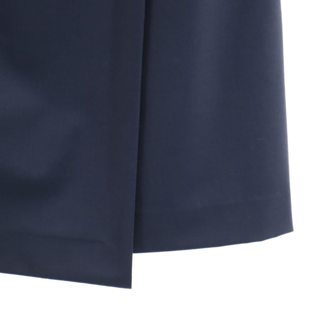 Green Label Relaxing Wool Blend Midi Length Wrap Skirt 38 Navy Women Used