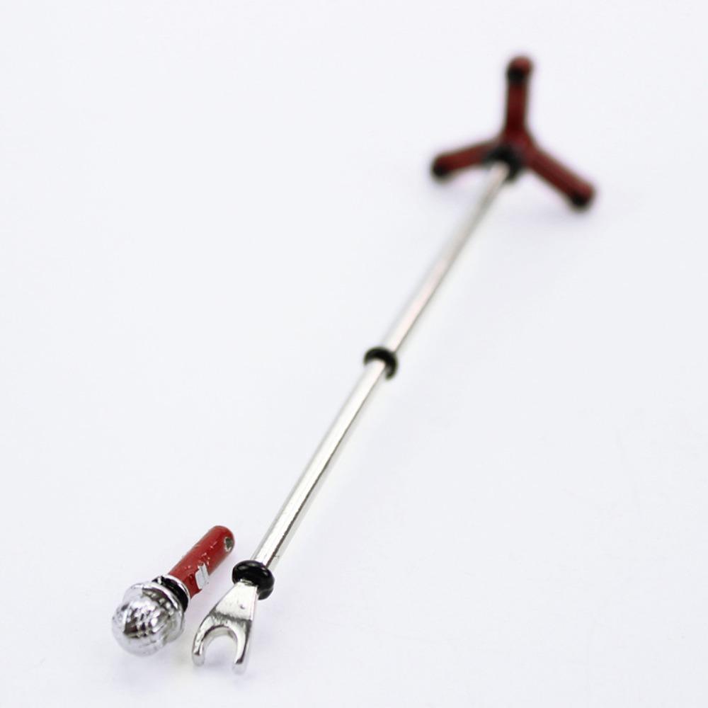Micro Landscape Microphone Stand Alloy Furniture Mini Microphone Model Vintage Assembled 1:12 Dollhouse Accessories Play House
