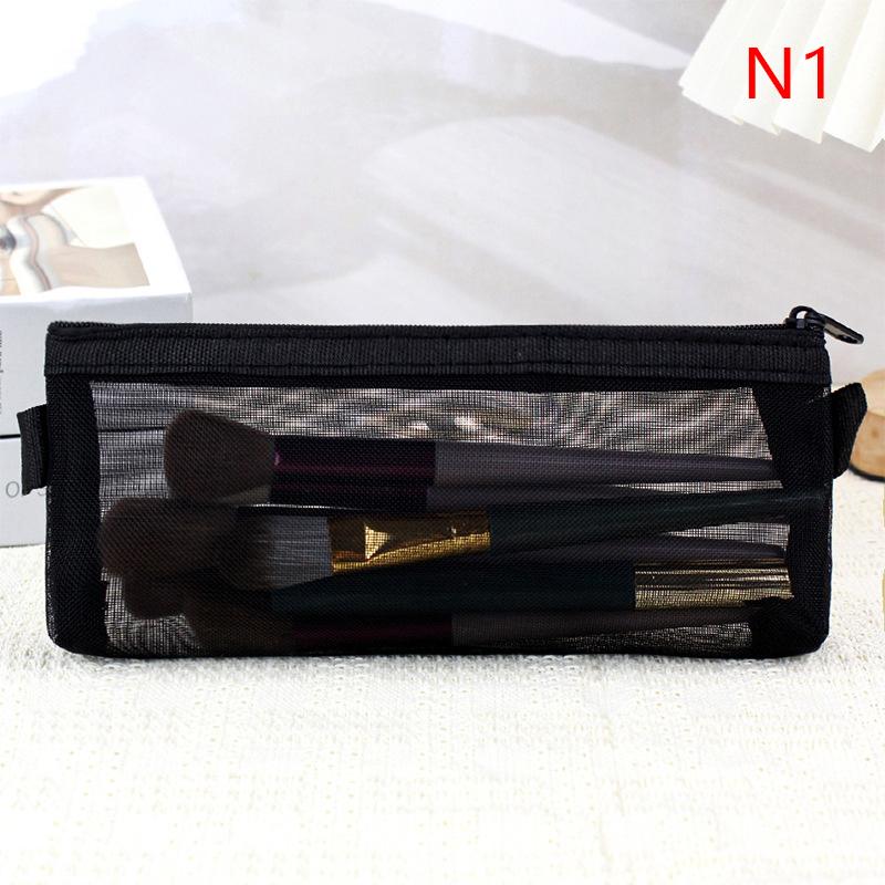 1Pcstravel Love Mesh Cosmetic Bag Zipper Makeup Bag For Women Wash Toiletry Bag Makeup Organizer Portable Storage Pouch