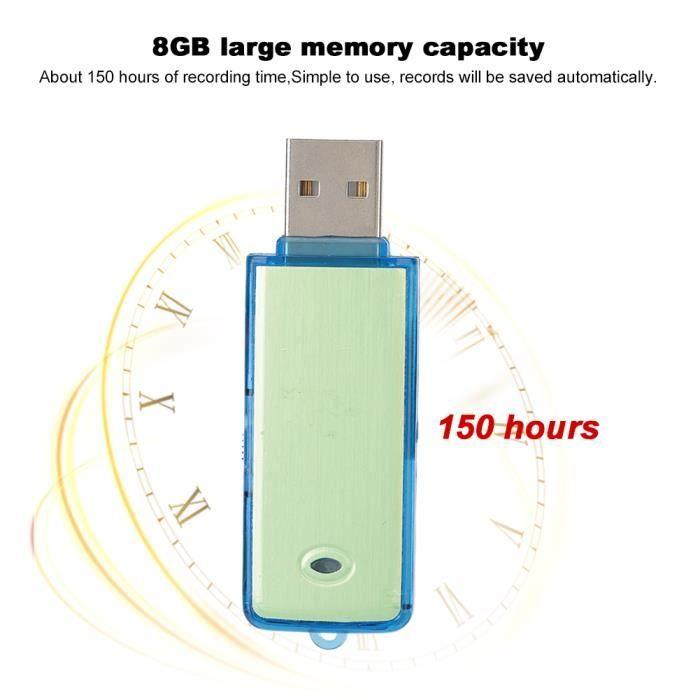 Tbest Enregistreur vocal SK‑858 Mini Enregistreur Vocal Numérique 8 Go Enregistrement de Clé USB pour Réunions Conférence