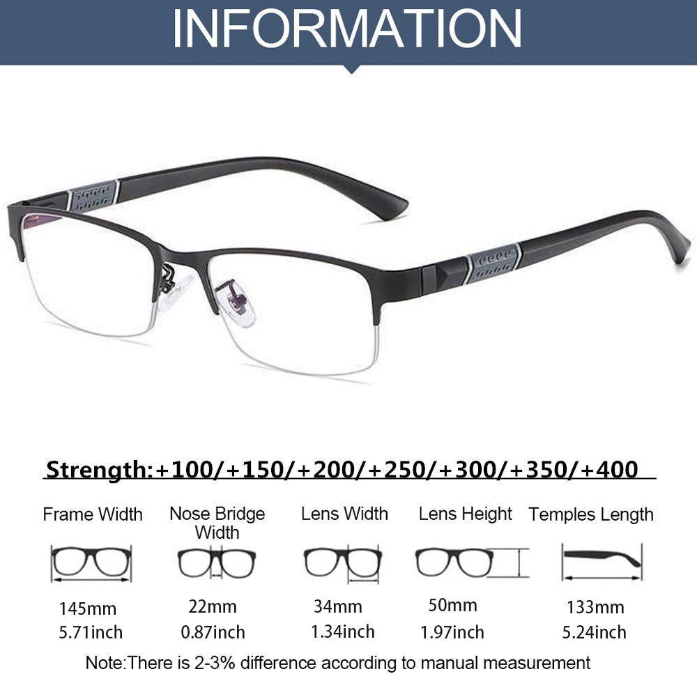 Men's Business Half Frame Reading Glasses Fashion Design Office Presbyopia Eyewear HD TR90 Anti-blue Light Diopter Eyeglasses