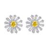 Huitan Delicate Small Flower Stud Earrings Fresh Style Yellow Daisy Floral Ear Accessory for Women Daily Wear Statement Jewelry