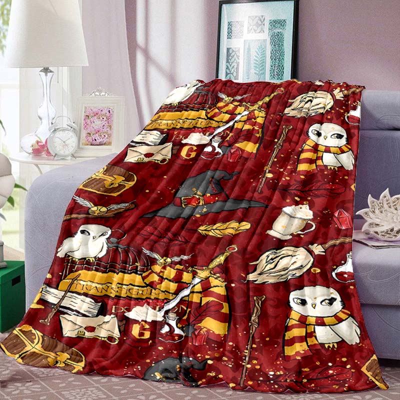 Hogwarts Magic School Print Blanket Warm Comfortable Flannel Blanket for Bedrooms, Sofas, Beds, Chairs, Picnics, Travel -LXR24