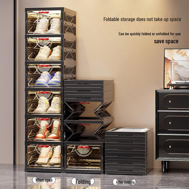 Элегантная складная многоярусная прозрачная обувница: Пылезащитный шкаф для хранения и демонстрации обуви в прихожей