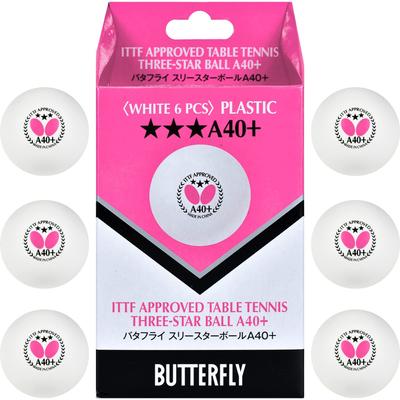 Мяч для настольного тенниса Butterfly Three Star Ball White 6 штук 95780 Белый A40+ (270) (270)