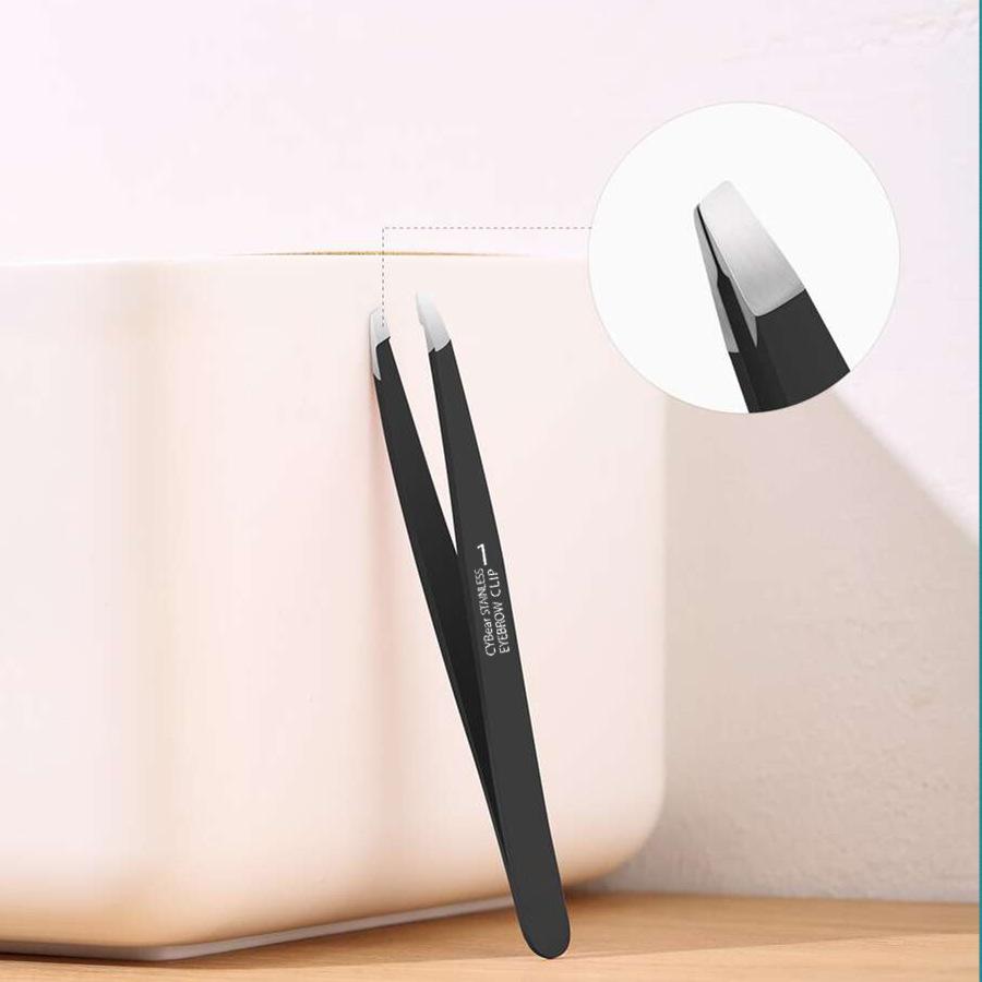 Stainless Steel Eyebrow Tweezers Precision Slant Tip Grooming Tool for Hair Removal and Facial Care Suitable for Professional and Personal Use