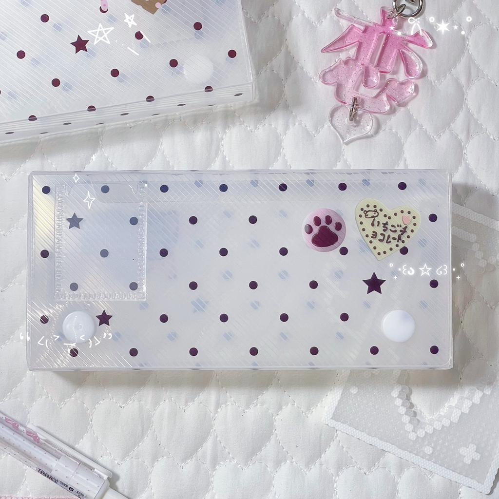 Polka Dot Pencil Box Storage Container Ins Cute PP Twill Organizer For Desk School Kawaii Stationery Supplies