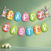 Happy Easter Banner Flags Carrot Pattern Supplies DIY Flag Party Decorations