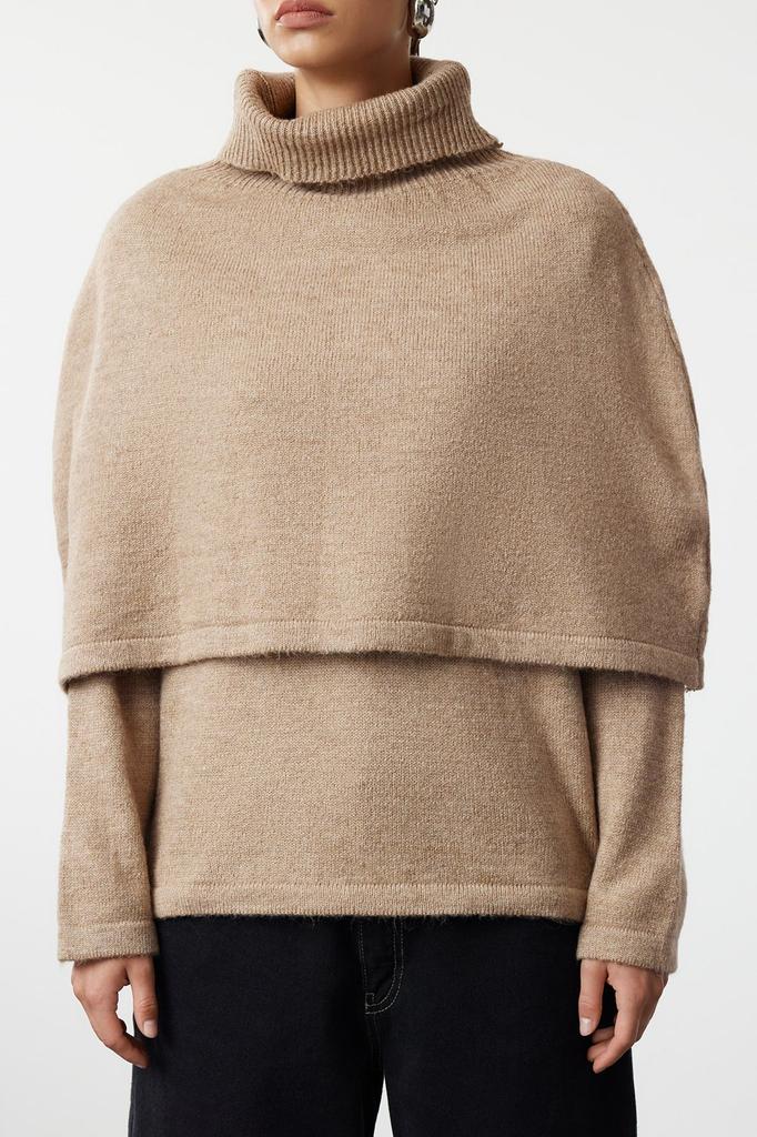 Женский свитер в элегантном стиле, норковый мягкий текстурированный трикотаж пончо, свитер