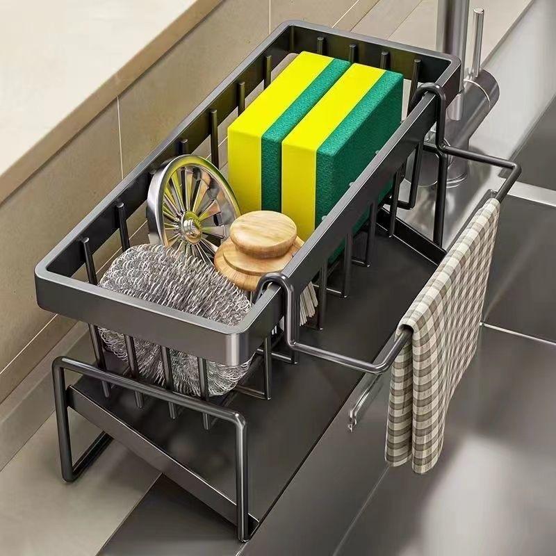 Kitchen Accessories Stainless Steel Sink Drain Rack Sponge Storage Faucet Holder Soap Drainer Towel Rack Shelf Organizer