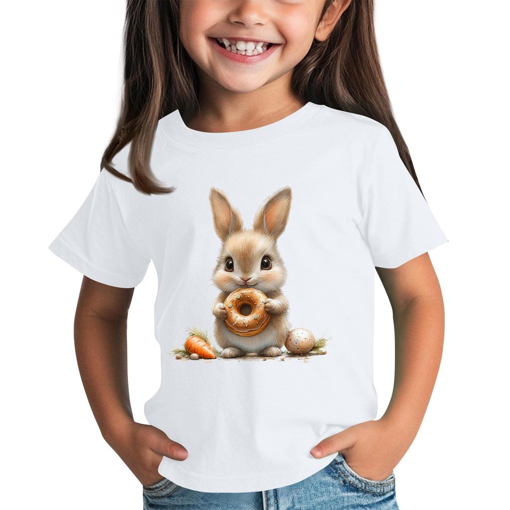 Детская футболка с коротким рукавом и принтом животных, повседневный топ