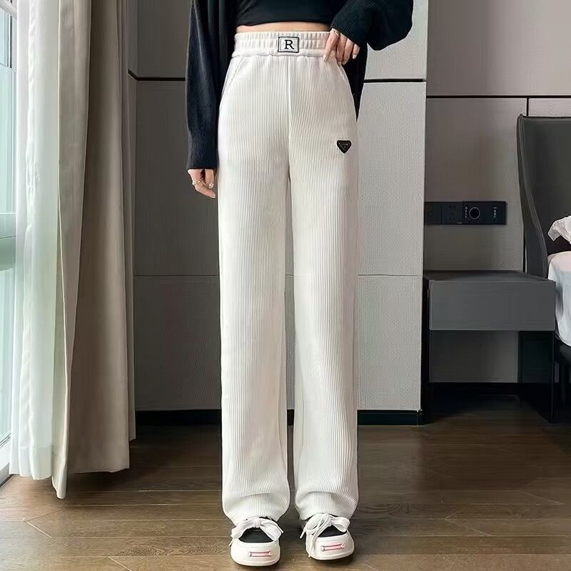 Женские бархатные вельветовые брюки из плотной синели, широкие брюки с высокой талией, свободные прямые брюки