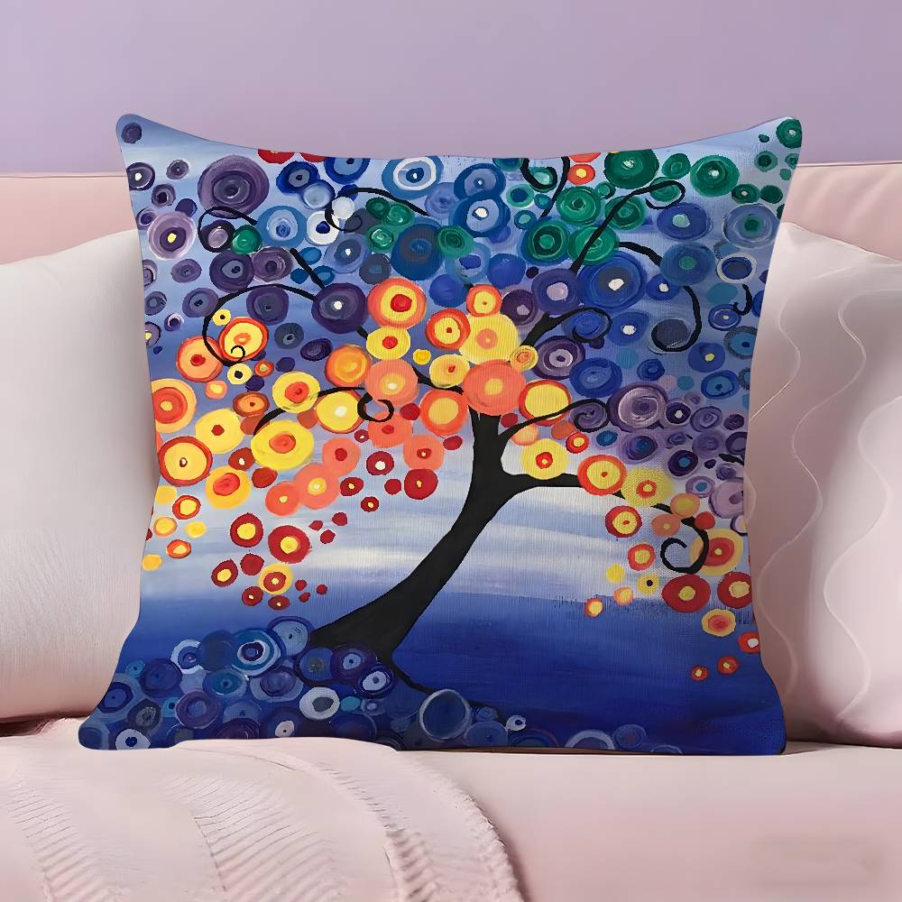 Colored Tree Pillow Case Ultra Soft Skin Friendly Fabric Cloud Like Comfort & Concealed Zipper