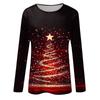 Женская мода повседневный рождественский принт круглый вырез длинный рукав пуловер топ