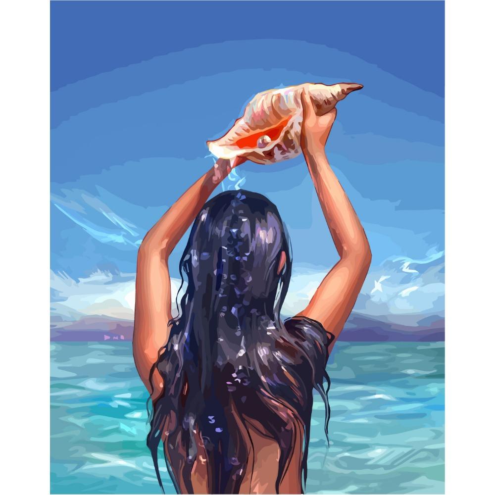 40x50 см Картина по номерам Фэнтези Звездный мир Рисунок на холсте Ручная роспись Художественный подарок Домашний декор DIY Кит Животное Девушка Наборы картинок