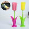 Cup Brush Tulip Shape Ergonomic Handle Cleaning Brush Scratch-Free Sponge Brush Decorative Vase Cleaner