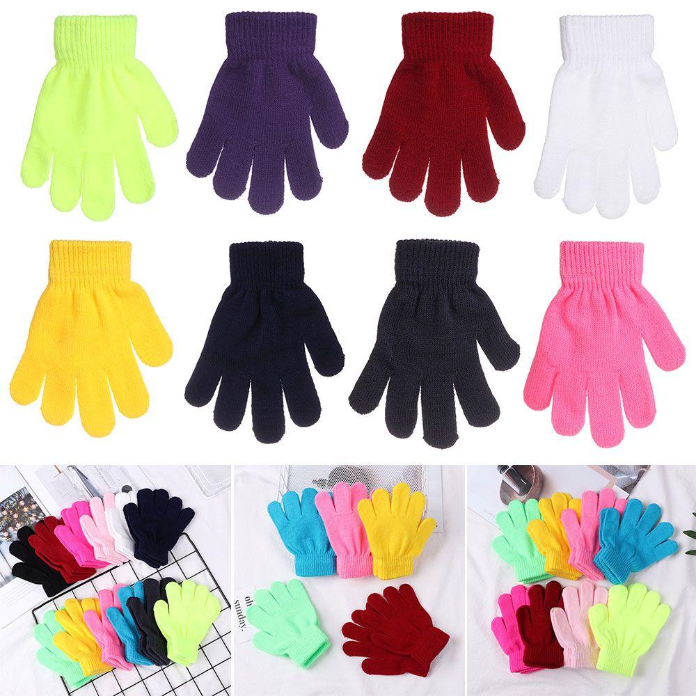 Winter Kids Boy Girl Glove Stretch Knitted Children