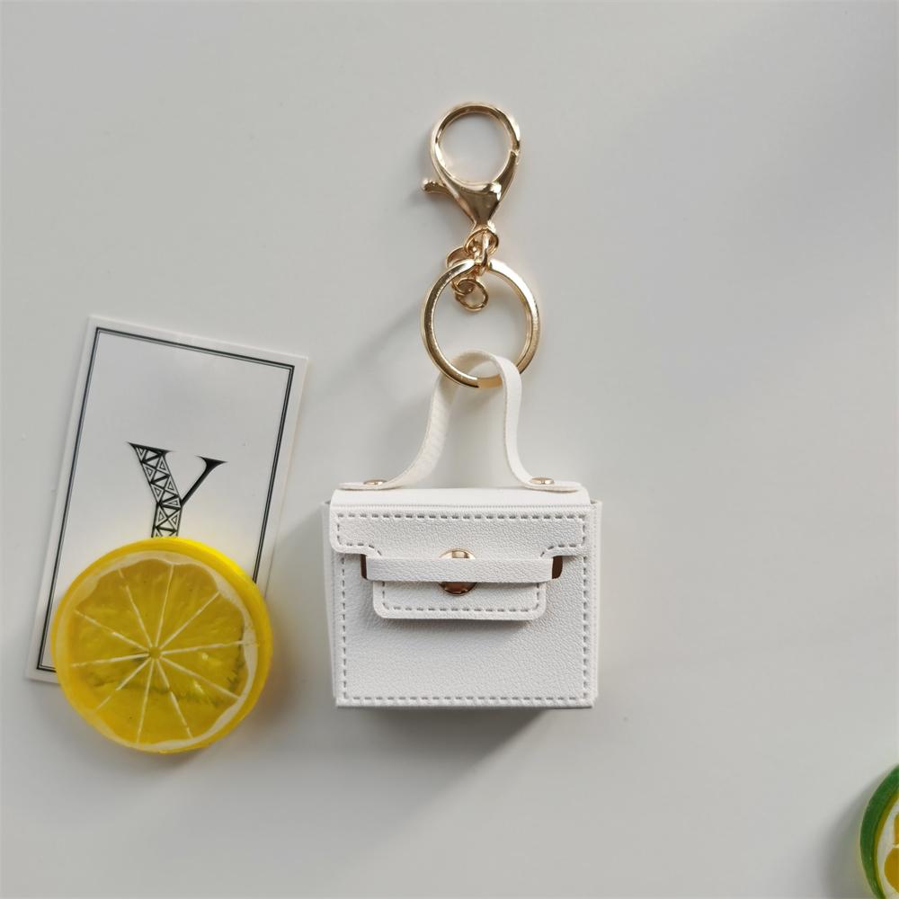 Fashion Square Handbag Keychain PU Leather Coin Purse Keyring Cute Airpods Phone Case Pendant Bag Charms for Women Girls Jewelry