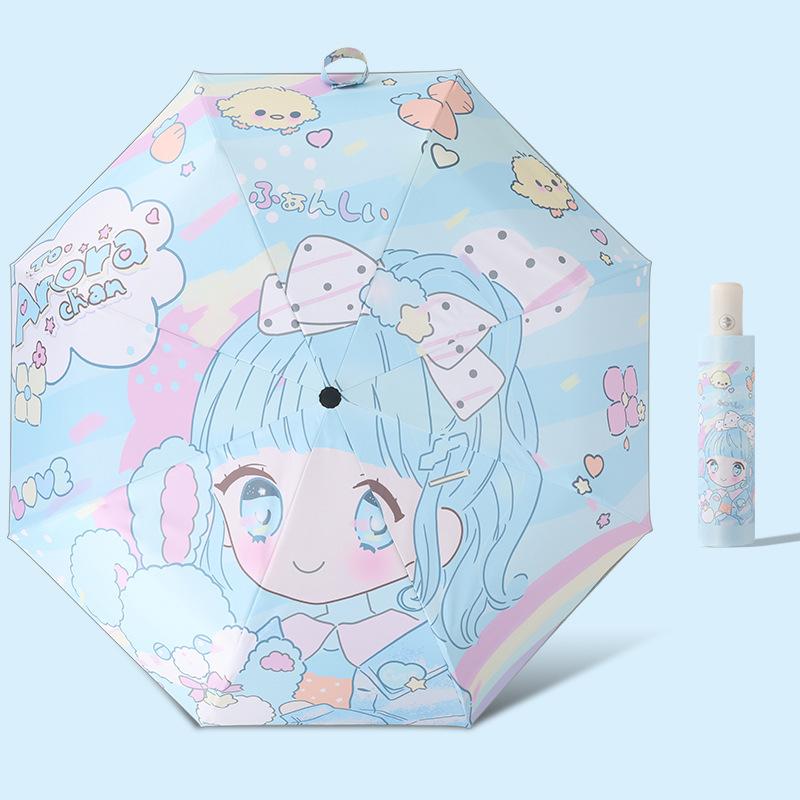 Children Windproof Automatic Umbrella Rain Unicorn Folding Umbrellas Black Coating Anti UV Umbrella Kids Parasol Girls Boys