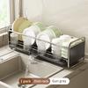 Kitchen Dish Drying Rack with Drainboard Rust Proof Dish Drainer Drain Basket Countertop Dinnerware Organizer Drainboard