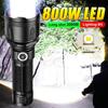 800W LED High Power Flashlight Rechargeable Torch Powerful Hand Lamp Waterproof Flash Light 26650 Torch Light Camping Lantern