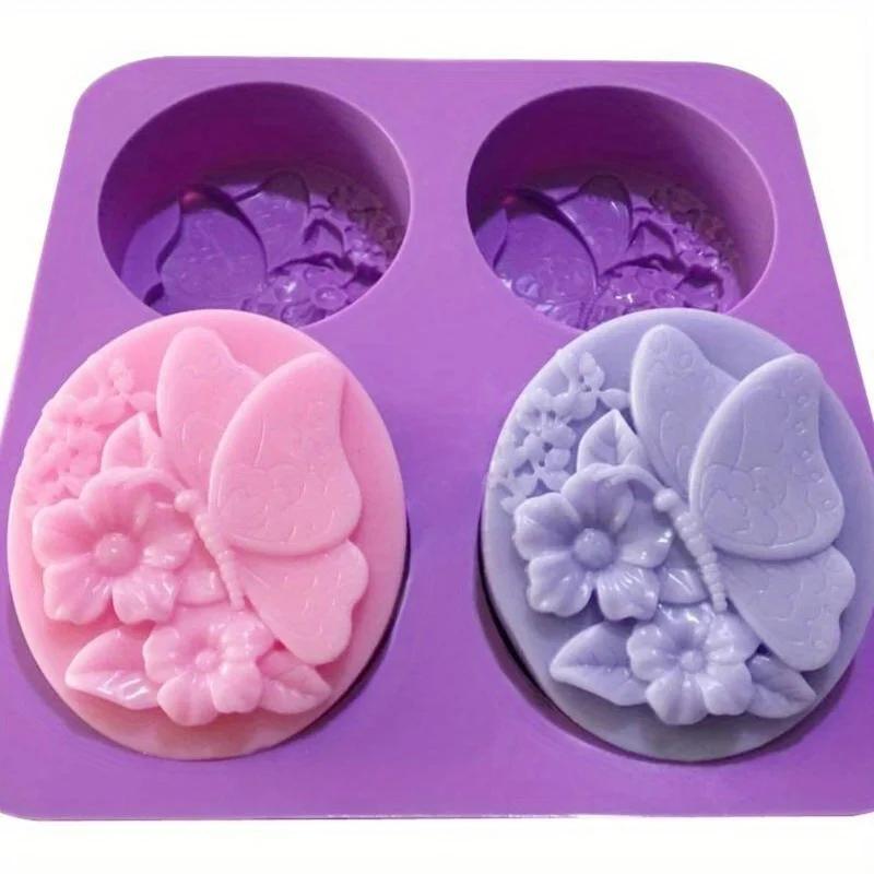 1 Set Of Butterfly Flower Silicone Molds Handmade Soap Molds Suitable Home Kitchen Kids Brithday Beautiful Purple Cake Molds