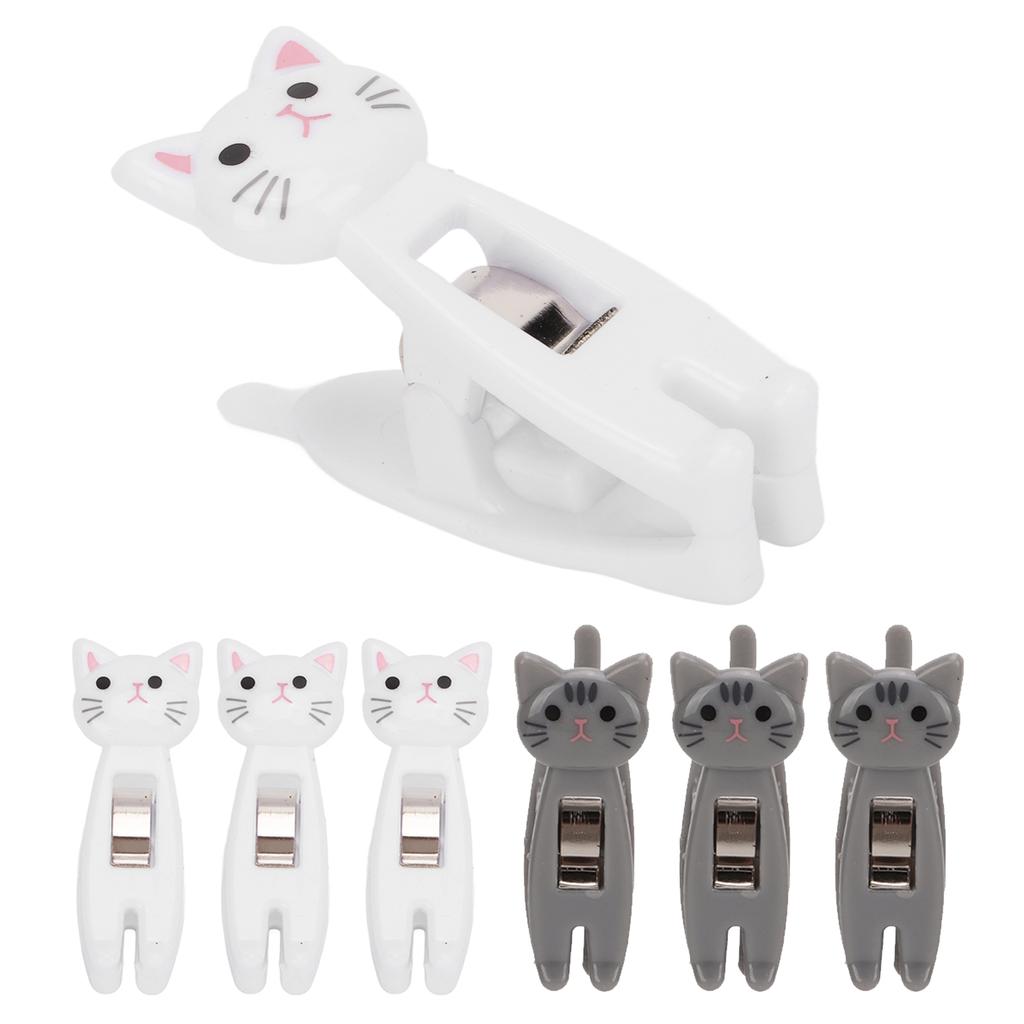 6 шт. зажимов для кошачьих закусок, противоскользящие полоски, ручка, металлическая пружина, прочный захват, зажим для еды, сумки, закуски, для одежды