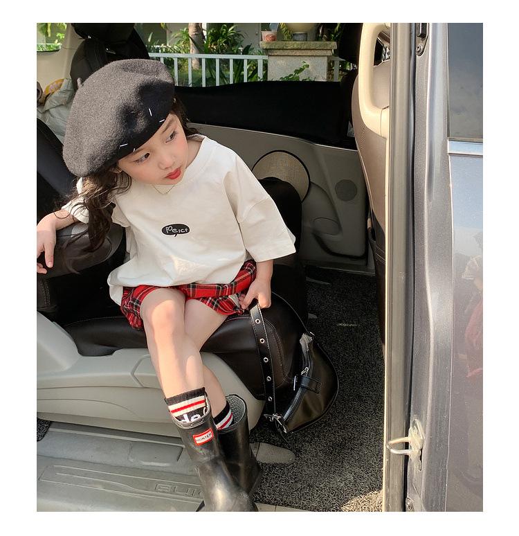 Девочки, хлопковая футболка с коротким рукавом: Модный летний топ с принтом