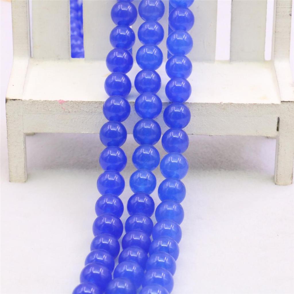 10 мм круглые синие нефритовые халцедоновые бусины из натурального камня, аксессуары для женщин и девочек, детали «сделай сам», ручная работа, модное изготовление ювелирных изделий