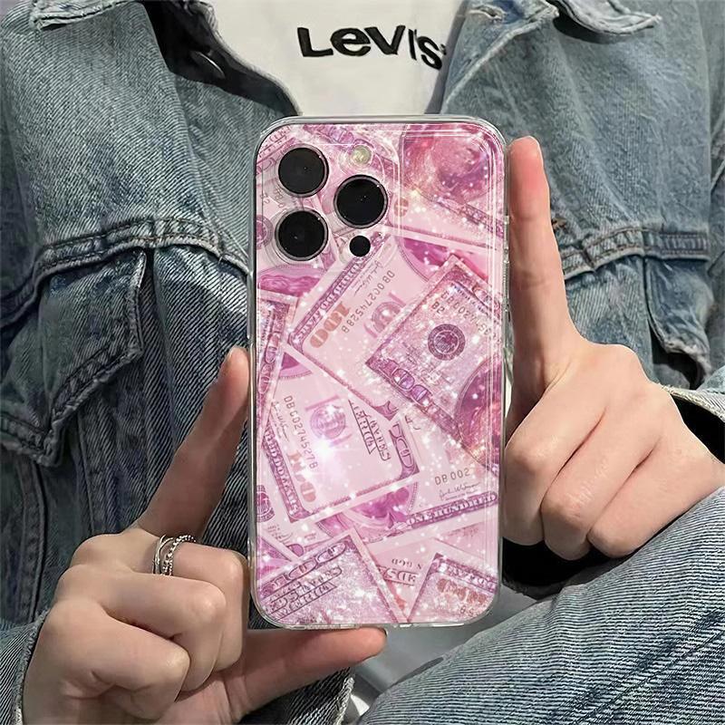 Девчачий блестящий чехол-кошелек с долларами прозрачный для iPhone 16E 16 15 14 13 12 11 Pro Max Mini X XS XR 7 8 Plus SE2 противоударный