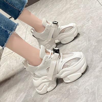 Летние повседневные туфли на платформе INS с сетчатой поверхностью, женские туфли на высоком каблуке, дышащие, портативные, универсальные, для папы