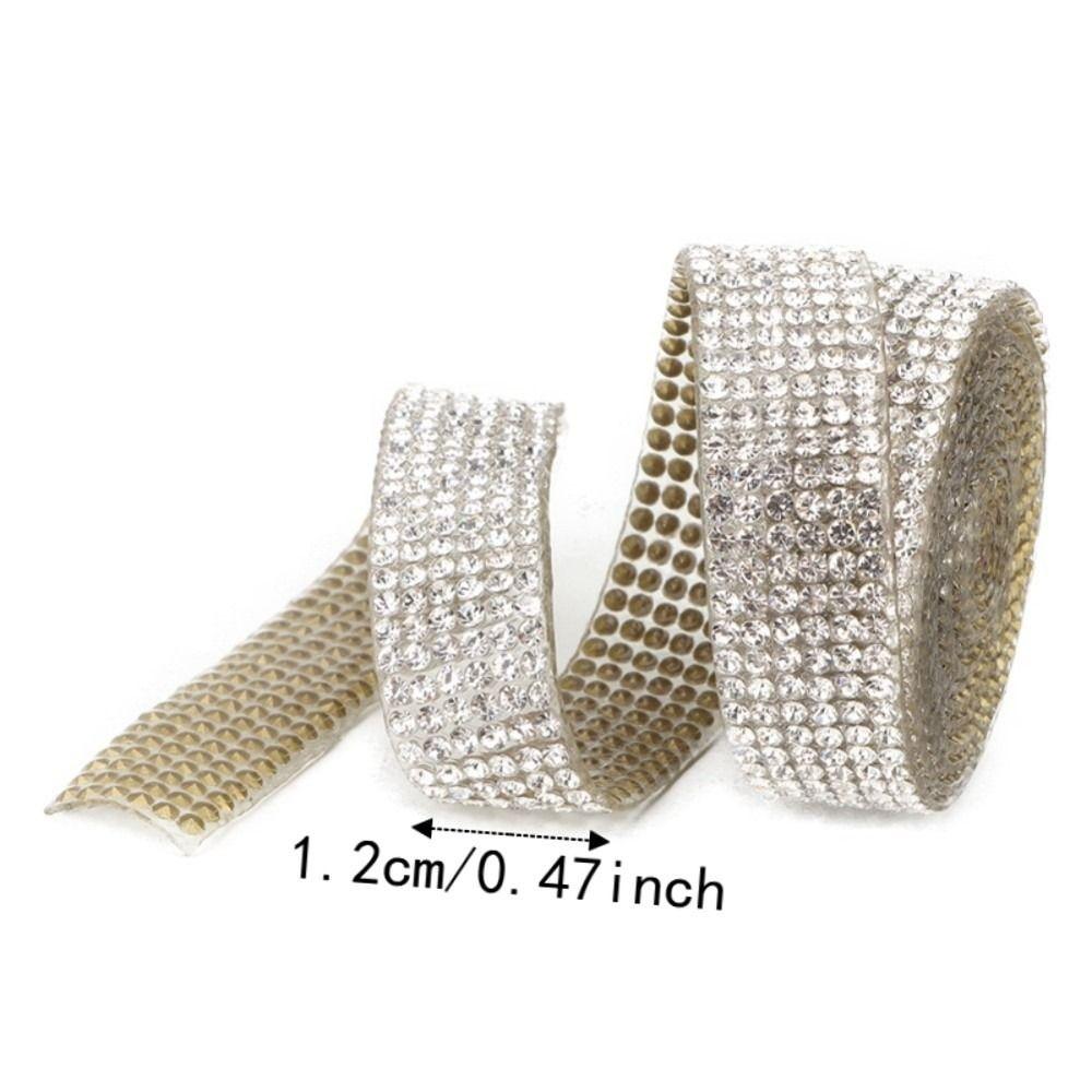 1pcs 1.2cm Width Rhinestone Ribbon Trim Iron On Crystal Glass Mesh Banding For DIY Crafts