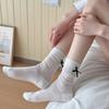 Lolita Cute Bow Kawaii Socks Women Summer Mesh Thin Breathable Loose Long Socks Ballet Style Solid Color Black White Gray Socks