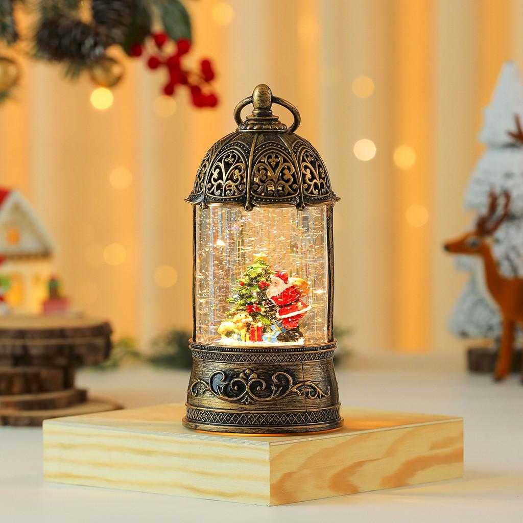 Christmas Music Box With Golden Bird Cage And Santa Claus For Festive Home Decor