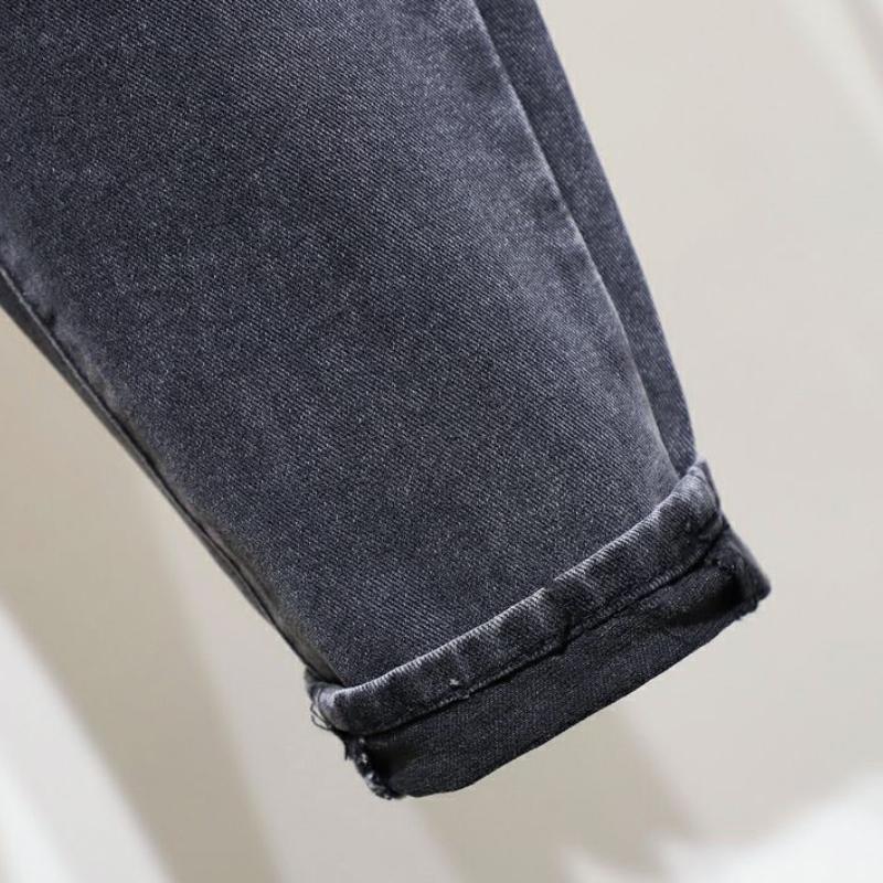 Женские джинсы больших размеров свободного кроя с прямыми штанинами, эластичной талией, мешковатые брюки-папа для полных бедер