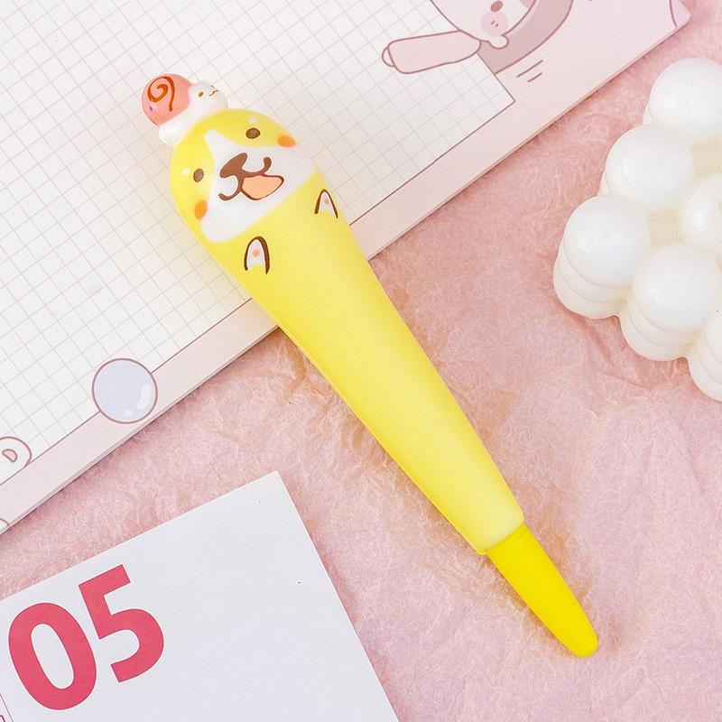 Cute Cartoon Fruit Animal Decompression Gel Pen Creative Fun Kid Soft Elastic Pinch Pen Student Stationery School Supplies