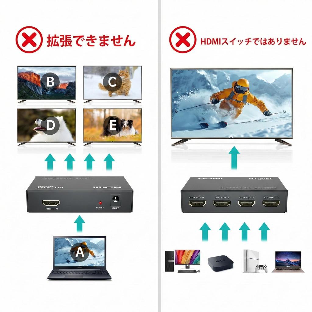 Разветвитель HDMI MT-VIKI, 1 вход, 4 выхода, Совместимость с 4K@30Hz, Одновременное отображение на 4 экранах, Функции HDCP и EDID, Разветвитель HDMI 1.4 1x4, Совместим с