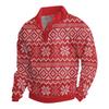 Men's Christmas Cotton Pullover Long Sleeve Outdoor Shirt Vintage Corduroy Button Stand Collar Shirt Casual Sweatshirt Christmas Print Top