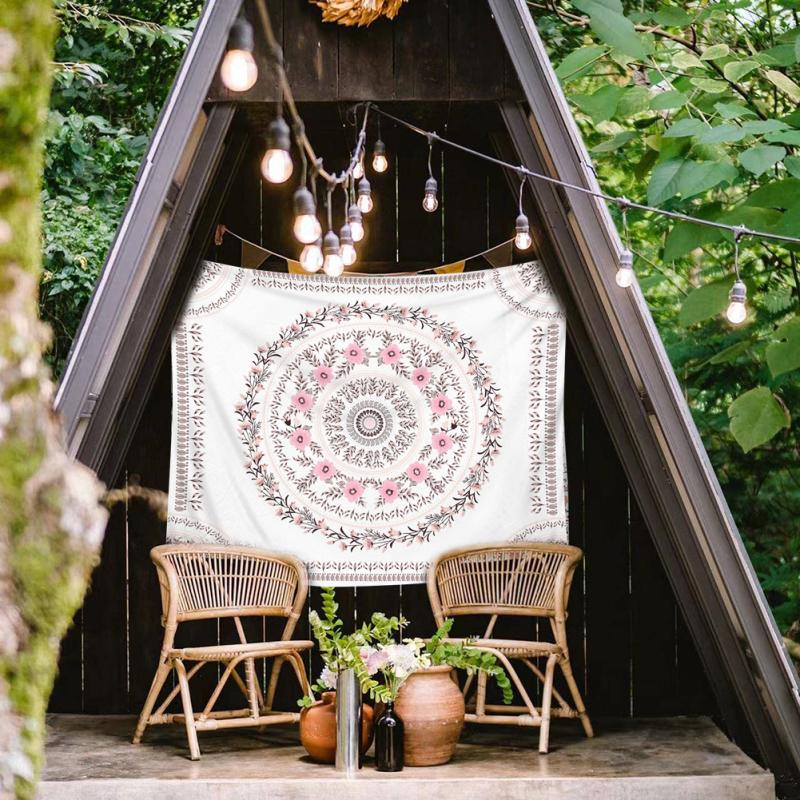 Бохо Цветочный Прямоугольный Настенный Гобелен Подвесной Фоновый Тканевый Мандала Настенное Искусство Для Декора Спальни