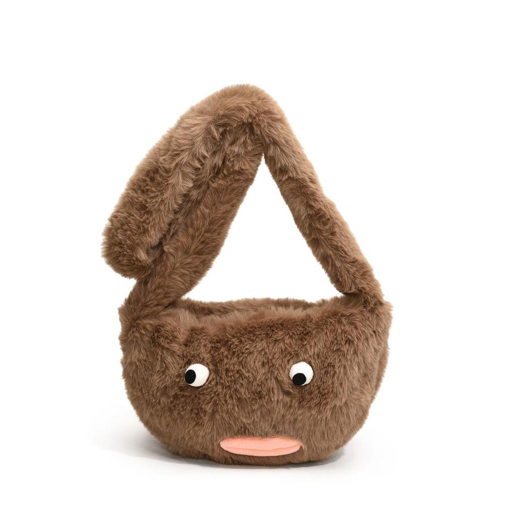 Забавная сумка-сосиска с пушистым ртом, женская мультяшная плюшевая сумка, повседневная сумка через плечо для поездок на работу