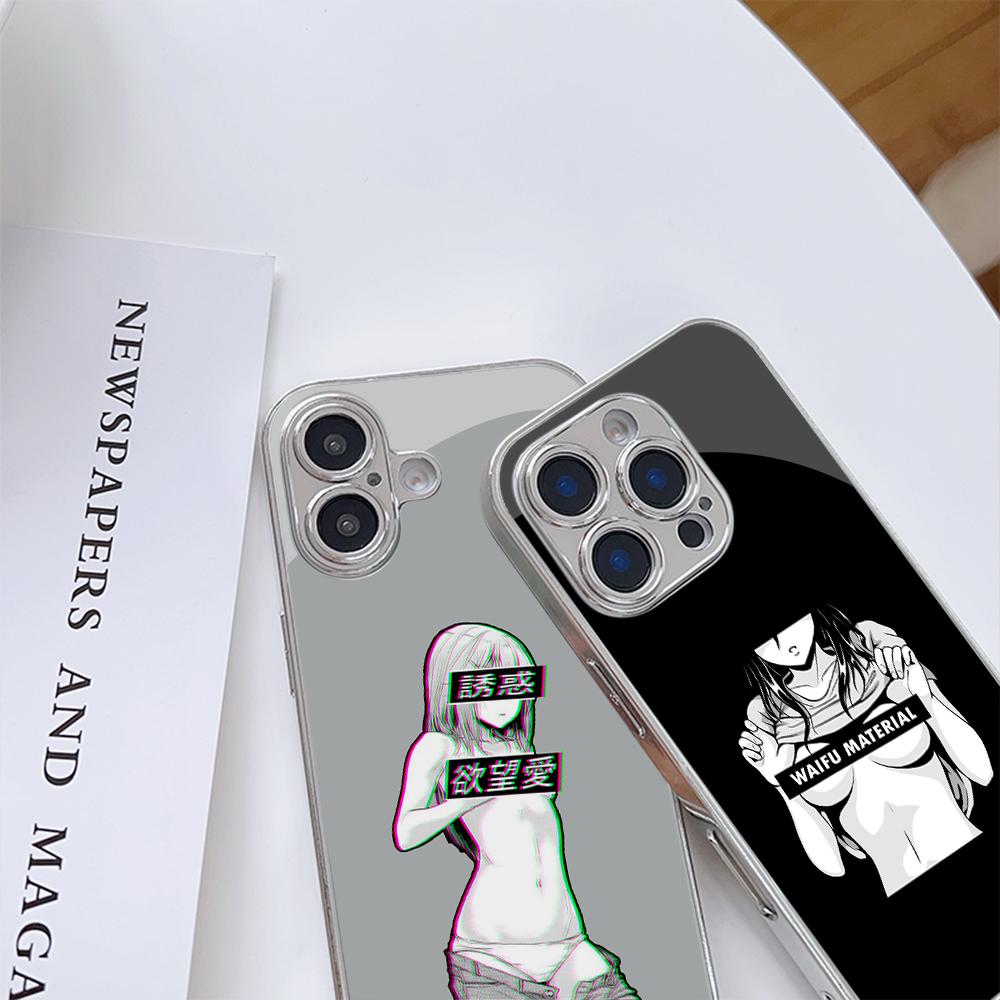 Чехол для телефона N172 Hentai Harajuku Anime Girl для iPhone 16 15 Pro Max Samsung S24 S23 A54 A35 Xiaomi Redmi Note 13 Pro с покрытием из закаленного стекла