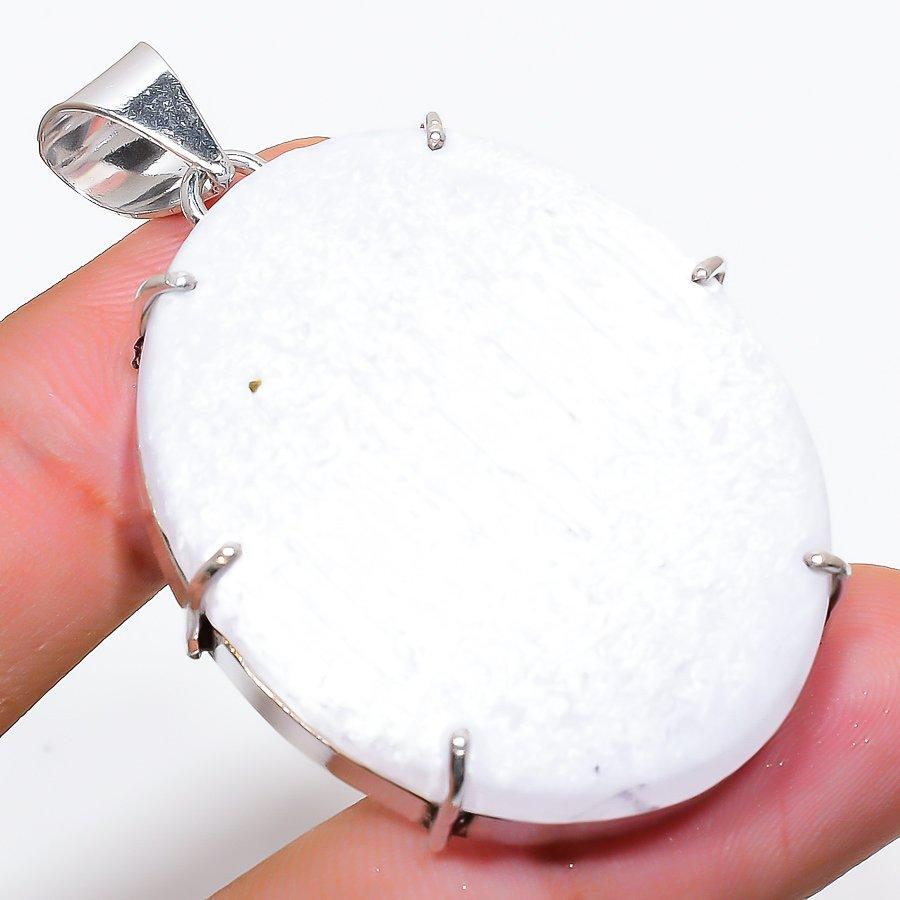 Подвеска ручной работы из стерлингового серебра 925 пробы с натуральным камнем сколецитом 2,09 дюйма d6K64