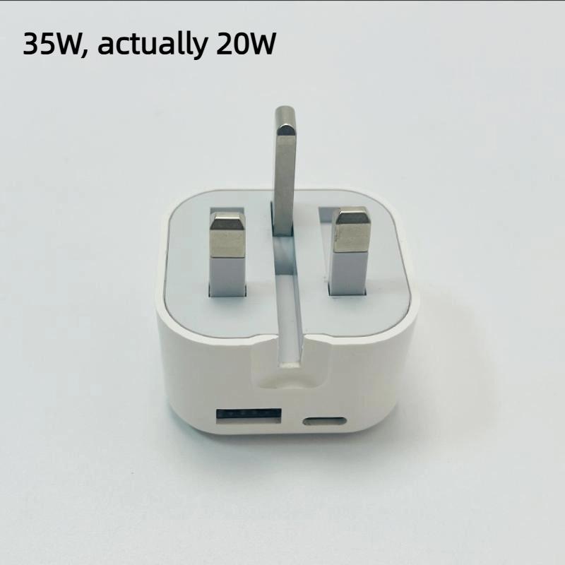 1 шт. Сверхбыстрое зарядное устройство USB C 20 Вт 35 Вт Для телефона 13 14 15 16 S24 S23 Совместимо с UK GB AC Домашнее Путешествие