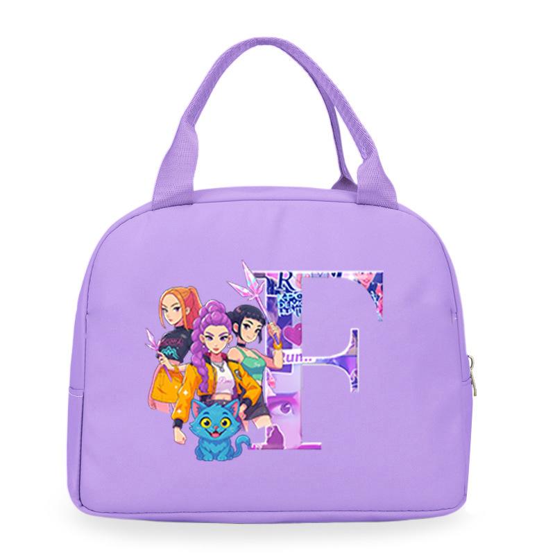 Trend Kpop Anime Cartoon Peripheral 26 Letter Printing Bento Bag Commuter Portable Lunch Box Bag