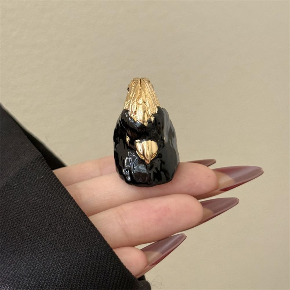 Дизайн для меньшинств Преувеличенное кольцо Кавайное массивное эмалевое кольцо Личность Попугай Капля масла Кольцо Друг