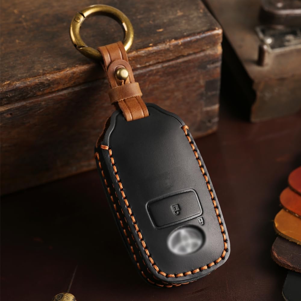 Футляр для ключей Kinotaka Toyota Rise Daihatsu Rocky New Tuft Tanto Новый вместительный высокий кожаный чехол для ключей RAIZEROCKYTAFT Кожаный брелок для ключей (Черный А)
