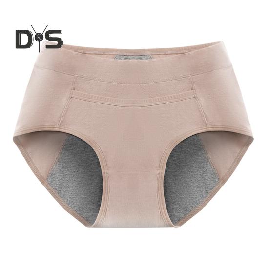 Women Menstrual Panties Mid Waist Cotton Anti-leak Plus Size Soft Breathable Anti-septic Solid Color Elastic Moisture-wicking Lady Briefs Period